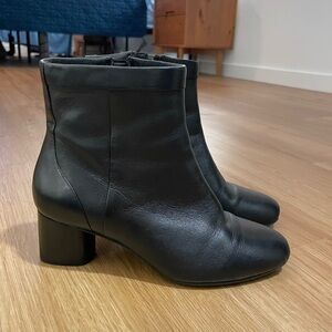 Clarks Black Leather Ankle Booties